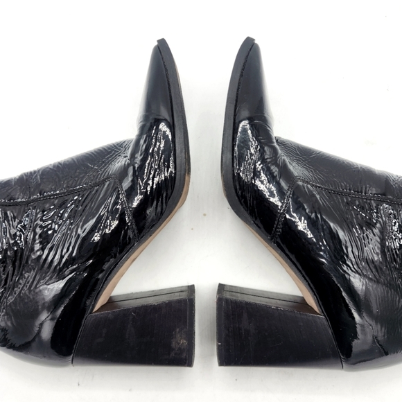 CARAVELA Strut Black Parent Leather Heel Zip Bootie Size 38 - Picture 9 of 15